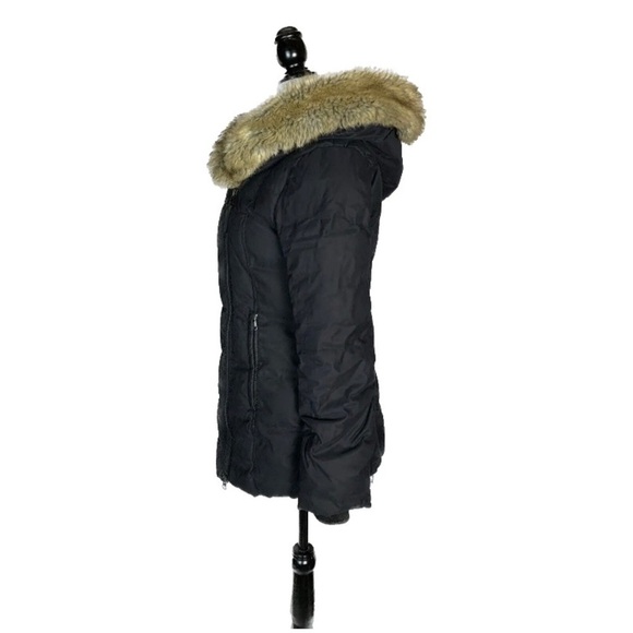 Aritzia Babaton Black Goose Down Faux Fur Hood Winter Parka Jacket - Picture 9 of 16
